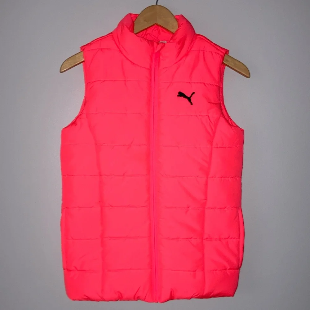 NWT Girls Neon Coral Puma Vest Sz Medium (10/12) - Picture 1 of 8